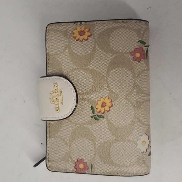Coach CH480 Medium Corner Zip Wallet In Signature Canvas W/Nostalgic Ditsy Print - Picture 1 of 12